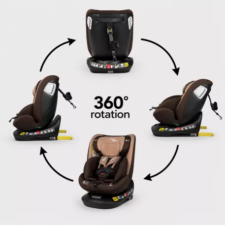 ISOFIX Mama Kiddies® iSize Capry bezpečnostní autosedačka otočná o 360° (40–150 cm) v béžové/hnědé barvě + Dárek