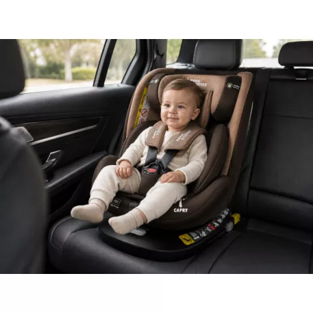 ISOFIX Mama Kiddies® iSize Capry bezpečnostní autosedačka otočná o 360° (40–150 cm) v béžové/hnědé barvě + Dárek