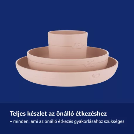 LOVI jídelní sada s otevřeným hrnečkem, 3 ks – Nude