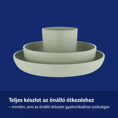 LOVI jídelní sada s otevřeným hrnečkem, 3 ks – Pistachio