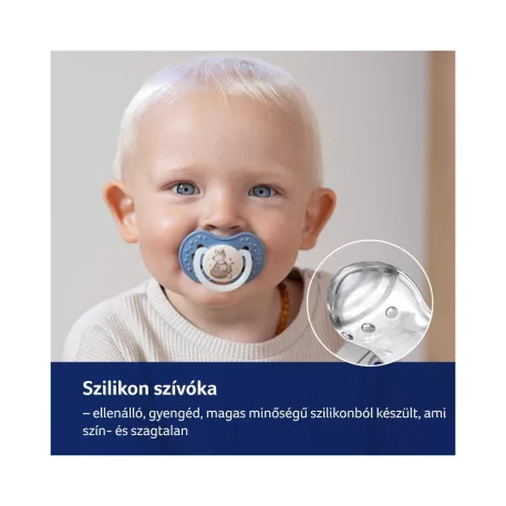 LOVI NIGHT&DAY dynamický silikonový dudlík 3–6 měsíců, 2 ks – pro chlapce