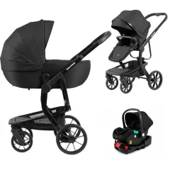   Mama Kiddies® 4v1 Icon multifunkční kočárek s příslušenstvím v černé barvě, se základnou ISOFIX + dárek