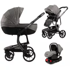 Multifunkční kočárek Mama Kiddies Icon 4v1 v šedé barvě s ISOFIX základnou.