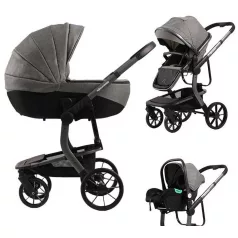   Mama Kiddies® Icon 3v1 multifunkční kočárek s příslušenstvím v šedé barvě + Dárek