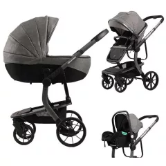   Mama Kiddies® Icon 3v1 multifunkční kočárek s příslušenstvím v šedé barvě + Dárek