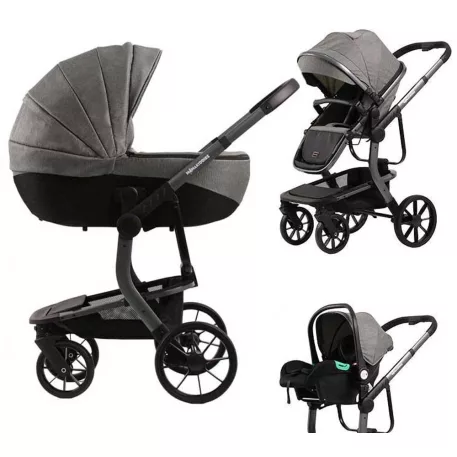 Mama Kiddies® Icon 3v1 multifunkční kočárek s příslušenstvím v šedé barvě + Dárek