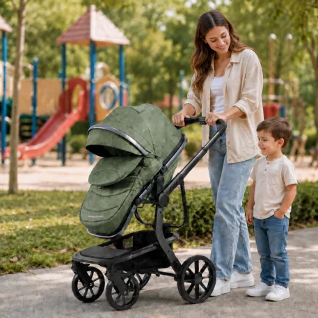 Zelený kočárek Mama Kiddies® Icon se sportovní sedačkou