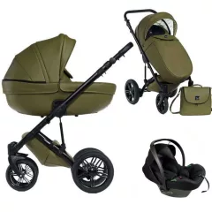   Multifunkční kočárek Mama Kiddies® Max 500 3 v 1 v olivové barvě s příslušenstvím + dárek