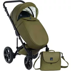 Mama Kiddies Max 500 oliva színű babakocsi lábzsákkal és pelenkázótáskával
