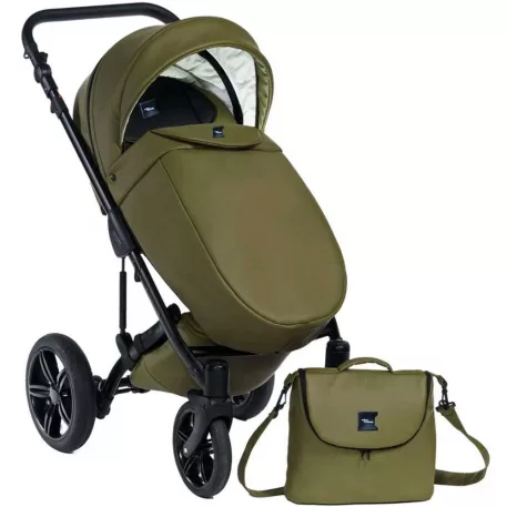 Mama Kiddies Max 500 oliva színű babakocsi lábzsákkal és pelenkázótáskával