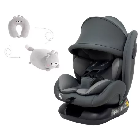 Mama Kiddies® Nova Luxe i-Size autosedačka, upevnění bezpečnostním pásem – tmavě šedá (40–150 cm) + DÁREK cestovní polštářek