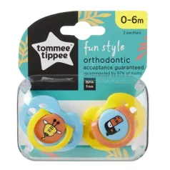   Tommee Tippee Fun – sada 2 dudlíků bez BPA 0–6 měsíců pro chlapce