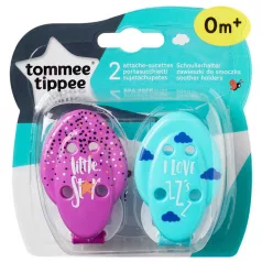   Řetízek na dudlík Tommee Tippee 2 kusy - modrý, fialový - little star