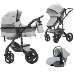   Mama Kiddies® Evening Star Black Edition multifunkční kočárek 3 v 1 s příslušenstvím v šedé barvě + dárek