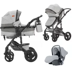   Mama Kiddies® Evening Star Black Edition multifunkční kočárek 3 v 1 s příslušenstvím v šedé barvě + dárek
