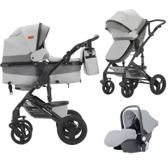   Mama Kiddies® Evening Star Black Edition multifunkční kočárek 3 v 1 s příslušenstvím v šedé barvě + dárek