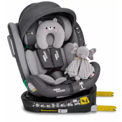   ISOFIX 360° otočná autosedačka Mama Kiddies® iSize Capry (40–150 cm) v šedé barvě + dárek