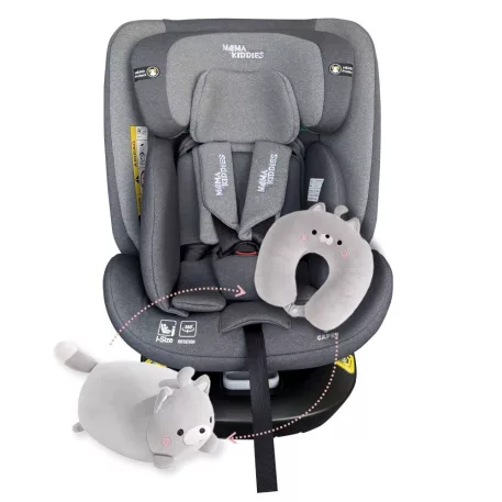 ISOFIX 360° otočná autosedačka Mama Kiddies® iSize Capry (40–150 cm) v šedé barvě + dárek