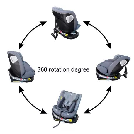 ISOFIX 360° otočná autosedačka Mama Kiddies® iSize Capry (40–150 cm) v šedé barvě + dárek