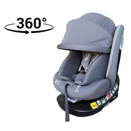 ISOFIX 360° otočná autosedačka Mama Kiddies® iSize Capry (40–150 cm) v šedé barvě + dárek