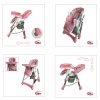 Detská multifunkčná jedálenská stolička Mama Kiddies ProComfort, farba ružová s hrochom 