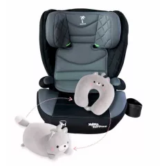   Mama Kiddies® i-Fix Corsica dětská autosedačka (100–150 cm) ve světle šedé barvě + dárek