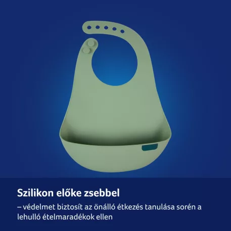 LOVI silikonový bryndák s kapsou Pistachio, 6m+