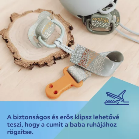 Canpol Babies MOUNTAINS pásek s klipem na dudlík – zelený