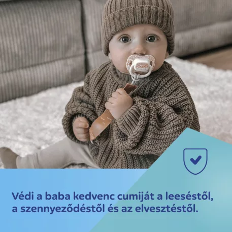 Canpol Babies MOUNTAINS pásek s klipem na dudlík – žlutý