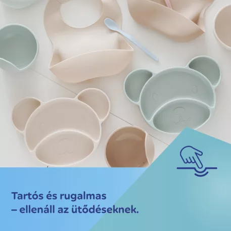 Canpol Babies MEDVÍDEK silikonový dělený talíř s přísavkou 500 ml, 6m+ – zelený