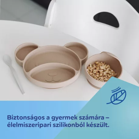 Canpol Babies MEDVÍDEK silikonový dělený talíř s přísavkou 500 ml, 6m+ – zelený