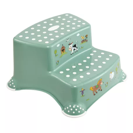 Funny Farm zelené dvoustupňové dětské stupátko s protiskluzovou úpravou
