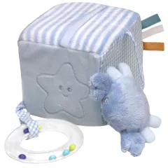   Baby Bruin plyšová kostka se mořskými  zvířátkami 3D 10x10x10 cm - modrá