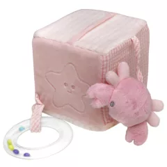   Baby Bruin plyšová kostka se mořskými  zvířátkami 3D 10x10x10 cm - růžová