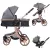 Kočárek Mama Kiddies® Sun Grey ELITE 3 v 1 s příslušenstvím v šedé barvě