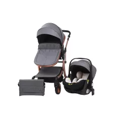   Kočárek Mama Kiddies Sun Grey ELITE 3 v 1 s příslušenstvím v šedé barvě
