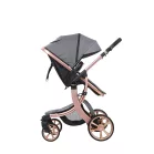 Kočárek Mama Kiddies Sun Grey ELITE v šedé barvě se sportovní sedačkou a nánožníkem.