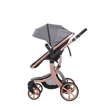 Kočárek Mama Kiddies Sun Grey ELITE v šedé barvě se sportovní sedačkou a nánožníkem.