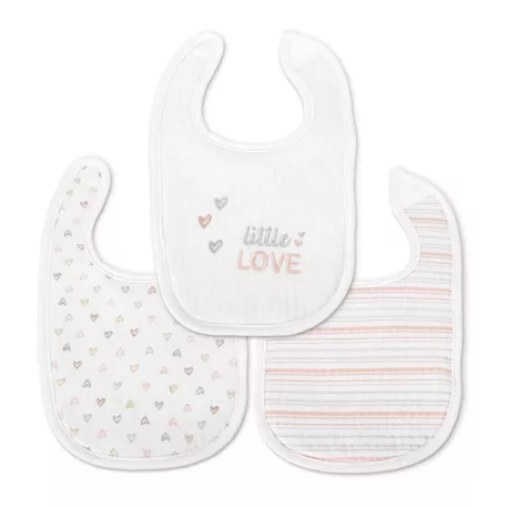 Lorelli Natural textilní bryndáčky / slintáčky na suchý zip, 3 ks – pro holčičky