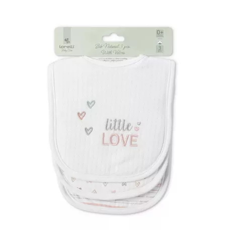 Lorelli Natural textilní bryndáčky / slintáčky na suchý zip, 3 ks – pro holčičky