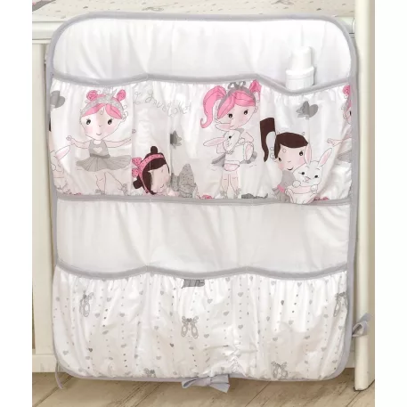 Mama Kiddies® Baby Bear závěsný kapsář - bílý s baletkou