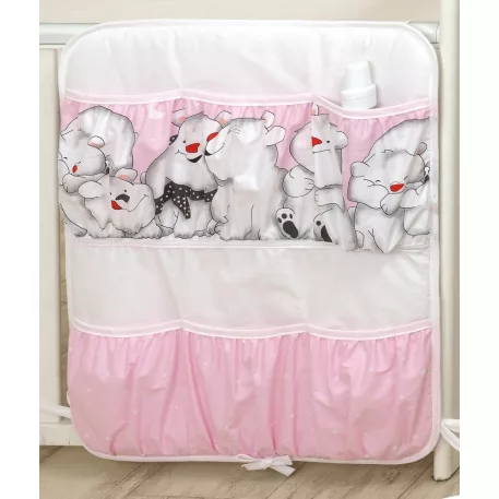 Mama Kiddies® Baby Bear závěsný kapsář v bílo-růžový provedení s motivem s ledovým medvídkem