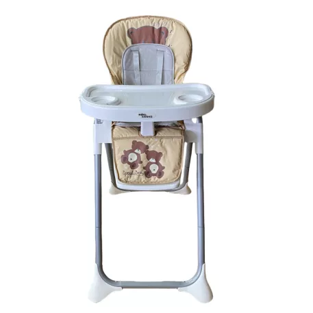 Mama Kiddies® Lylyan multifunkční jídelní židlička v béžové barvě s medvídkovým vzorem + Dárek