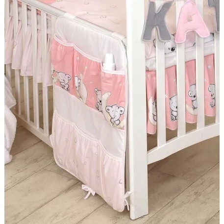Mama Kiddies® Baby Bear závěsný kapsář – růžový s medvídky