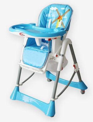 Detská multifunkčná jedálenská stolička Mama Kiddies Star, farba modrá so vzorom + DARČEK