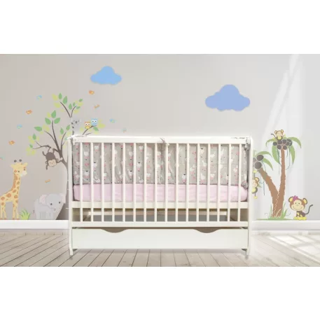 Mama Kiddies® Sofie Dreams 5dílné dětské povlečení s 360° mřížkou Dancing Bunny v šedé barvě