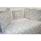 Mama Kiddies® Sofie Dreams 5dílné dětské povlečení s 360° mřížkou Dancing Bunny v šedé barvě