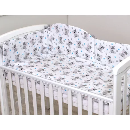 5-dílné dětské povlečení Mama Kiddies® Baby Bear se 180° prostěradlem v šedé barvě se vzorem medvídků