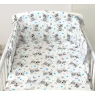 5-dílné dětské povlečení Mama Kiddies® Baby Bear se 180° prostěradlem v šedé barvě se vzorem medvídků