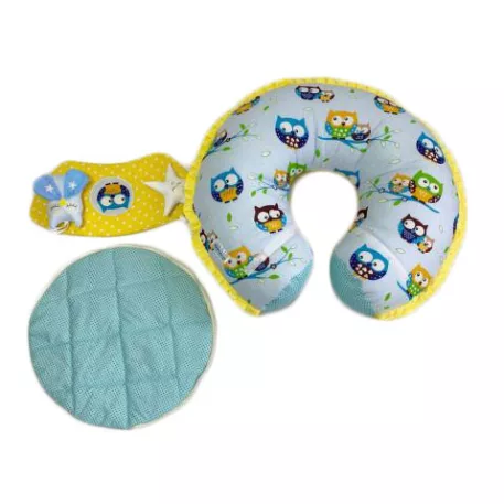 Mama Kiddies® MyKids multifunkční polštář 3 v 1 pro maminku a miminko – modro-žlutá sova